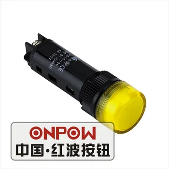 Сигнальная светодиодная лампа ONPOW 16mm Signal LED Сине-зеленая Красная Белая Желтая Контрольная лампа, Пластиковая Сигнальная лампа (AD16-16C) CE, RoHS