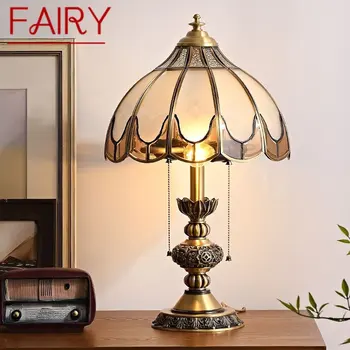 Сказочная Европейская латунная настольная лампа, светодиодная современная креативная роскошная Медная прикроватная тумбочка для дома, гостиной, спальни