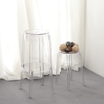 Скандинавские Прозрачные акриловые барные стулья, креативная барная мебель, Хрустальный Высокий стул, модный Круглый барный стул, современный Пластиковый барный стул