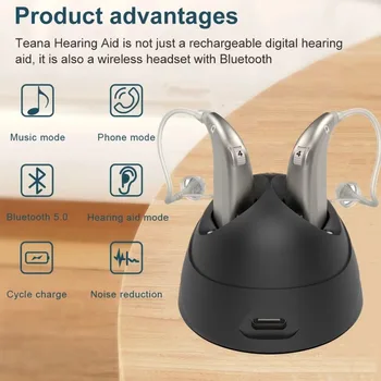 Слуховой аппарат Bluetooth высокого класса, цифровой интеллектуальный слуховой аппарат с шумоподавлением, аудиоусилитель, подходящий для людей с потерей слуха в