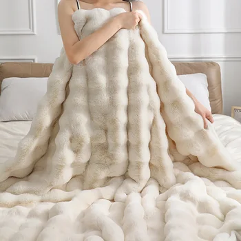 Современная простота, одеяло из искусственного меха на зиму, Роскошное тепло, удобные одеяла для кровати, домашний отель, высококачественное теплое одеяло для дивана