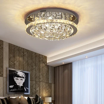 Современная светодиодная люстра роскошного дизайна для гостиной спальни столовой кухни Потолочный светильник из хромированного серебристого круглого хрусталя
