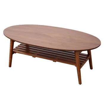 Современная Центральная ножка стола Складная Орех/Натуральный прямоугольный / Овальный 100 см Мебель для гостиной Деревянный журнальный столик с полкой для хранения