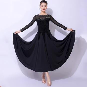 Современное платье для бальных танцев, Женский костюм для вальса, Танго, черное платье, Женская одежда для вечеринок, выпускного вечера, социальных танцев VDB3076