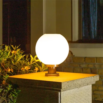 Современный настенный светильник TEMAR на солнечной батарее со светодиодным абажуром в виде шара, водонепроницаемые светильники на столбах для дома
