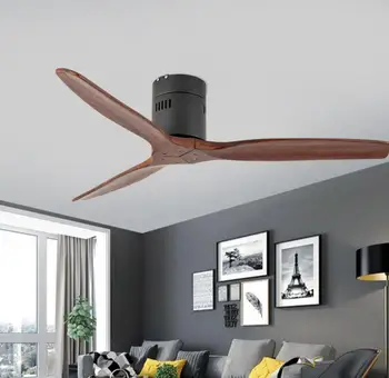 Современный простой деревянный потолочный вентилятор без лампы, вентилятор Для спальни, 42-дюймовые потолочные вентиляторы из массива дерева с дистанционным управлением