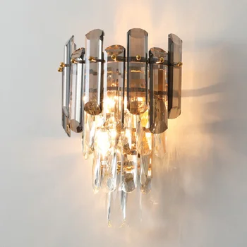 Современный светодиодный настенный светильник с золотым кристаллом, светодиодная лампа для ванной комнаты, прикроватное бра для спальни, светильники для гостиной