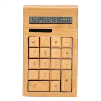 Солнечный калькулятор CS19, солнечная батарея, 12-значный ЖК-дисплей с двойным питанием, 18 кнопок, Бамбуковый настольный калькулятор для студентов