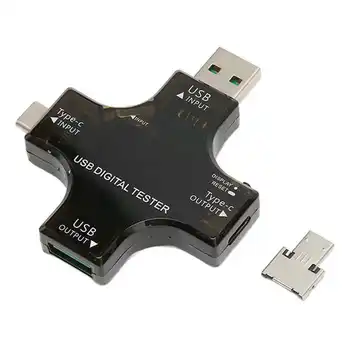 Тестер напряжения тока USB C с ЖК-дисплеем высокой точности USB Type C Micro USB Цветной тестер 3,6‑32V 0-5.1A