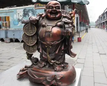 Тибетский буддизм Бронза Медь Богатство Руи Счастливый смех Статуя Будды Майтрейи