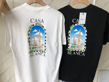 Топовая версия футболки Castle Architecture Casablanca для мужчин и женщин, повседневная футболка лучшего качества, верхняя футболка