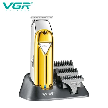 Триммер VGR Профессиональный Триммер для волос Металлические Электробритвы Машинка для стрижки волос Беспроводная Машинка для стрижки Волос Парикмахерская 0 мм Подставка База V-967