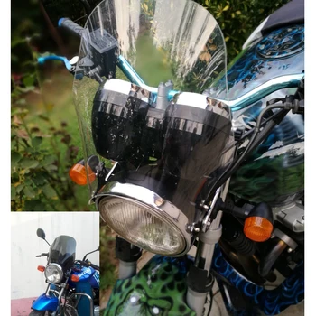 Универсальное лобовое стекло мотоцикла, круглые фары, стекло для уличного велосипеда, как для Honda Yamaha Kawasaki Suzuki, темно-серое, прозрачное