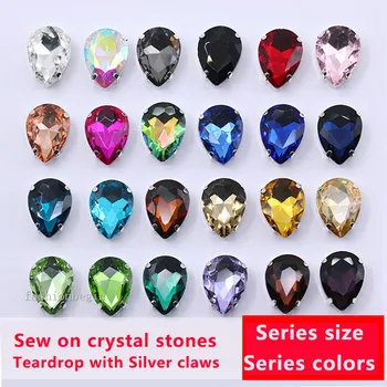Универсальный каплевидный 24-цветной швейный стеклянный камень, пришитый к кристаллу, горный хрусталь, бриллиант, аксессуары для одежды, изготовление ювелирных изделий, поставщик
