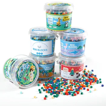 Упакованные в ведро гранулированные строительные блоки для детских многофункциональных игрушек-головоломок 