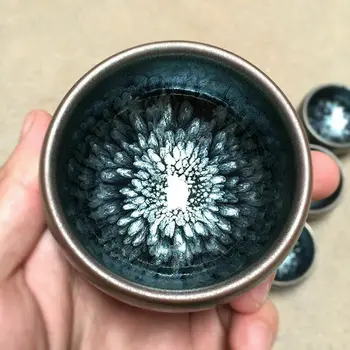 Фарфоровая масляная глазурь ручной работы tenmoku Flower tea bowl cup jianzhan 1ШТ