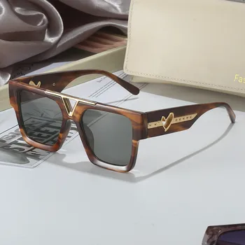 Фирменный дизайн Квадратные солнцезащитные очки в форме сердца для женщин и мужчин Модные винтажные солнцезащитные очки для рыбалки Классический тренд Мужские и женские очки