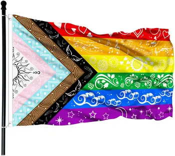 Флаги Гордости Большой Флаг ЛГБТК Бисексуал Гей Прогресс Радужный Флаг 3x5 футОВ Сад Открытый Оригинальный Дизайн Милый Принт