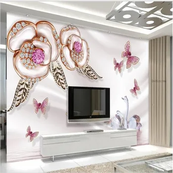 флизелиновые обои wellyu на заказ, масштабные фрески, роскошные 3D украшения, цветы, Лебединое озеро, ТВ-фон, флизелиновые обои для стен