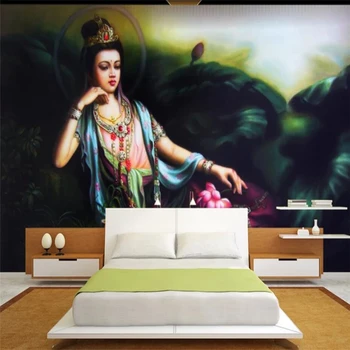 фон изголовья кровати из летающего нефрита wellyu Dunhuang, изготовленная на заказ Большая фреска, Зеленые шелковые обои papel de parede para quarto