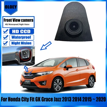 Фронтальная камера автомобиля для Honda City Fit GK Grace Jazz 2013 2014 2015 ~ 2020 Facelift Парковка HD CCD Камера ночного видения с логотипом спереди