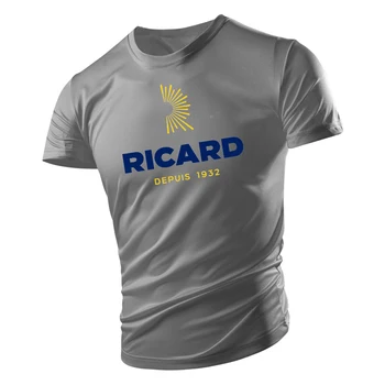 Футболка Ricard с принтом для взрослых мужчин, логотип французского вина, модный тренд, летняя свободная надпись большого размера с короткими рукавами и круглым вырезом для подростков