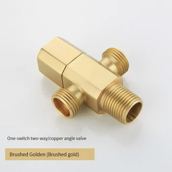 Хром / Черный / Золотой / Розовое золото / Матовое золото, натуральная латунь, Угловой клапан G1 / 2, переключатель клапана для ванной комнаты