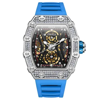 Часы ONOLA Модный бренд класса Люкс, популярный дизайн Orona Diamond, спортивные полностью автоматические механические часы, мужская силиконовая лента