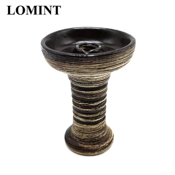 Чаши для кальяна LOMINT с черной текстурой на 1 отверстие, керамическая чаша для табака для кальяна Narguile Accessories LM-B111